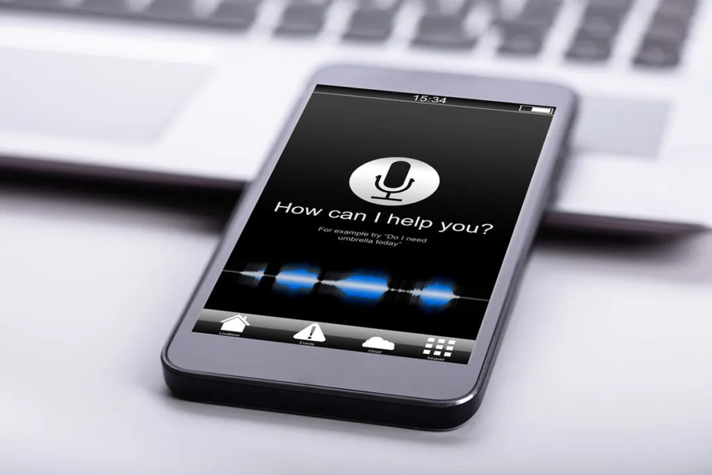 smartphone with voice assistant listening